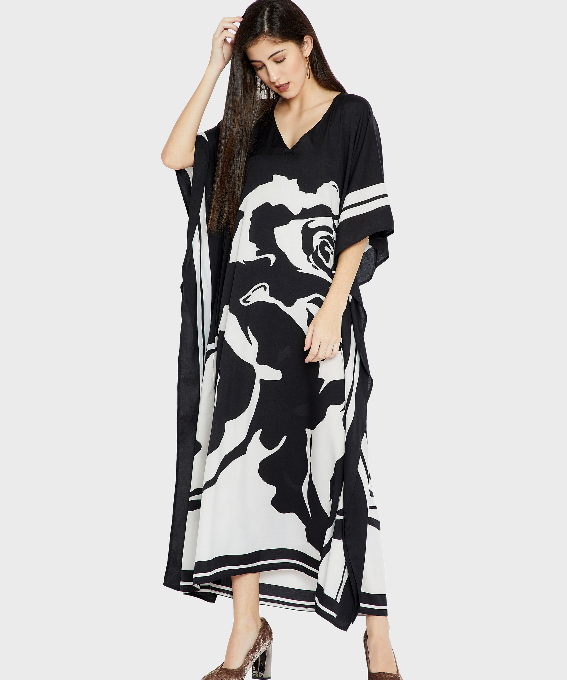 Elegant Soft Satin Silk Kaftan, Perfect for Evening Wear Caftan For Women's