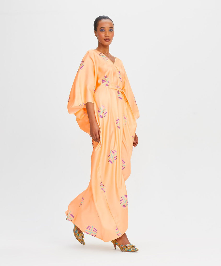 Luxury Soft Satin Silk Kaftan, Stylish Beach Wear Women's Caftan