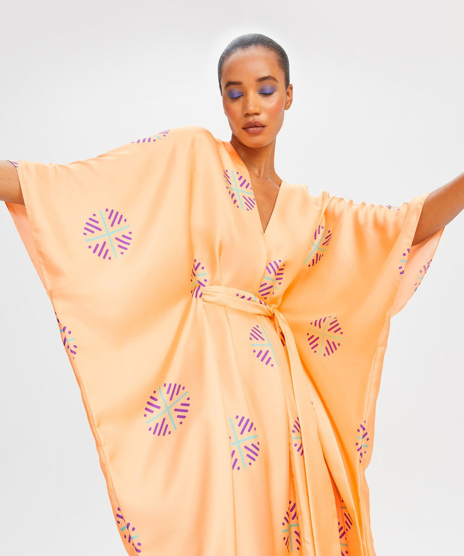 Luxury Soft Satin Silk Kaftan, Stylish Beach Wear Women's Caftan