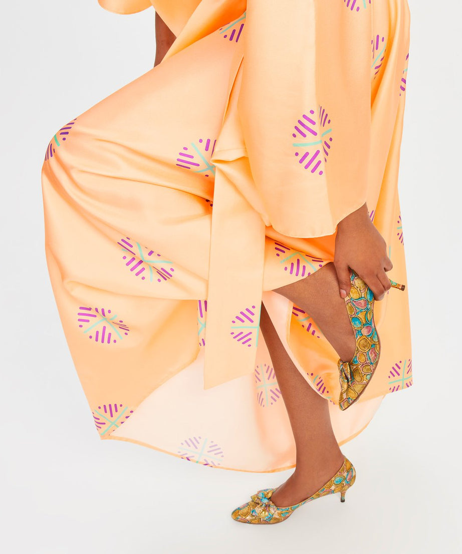 Luxury Soft Satin Silk Kaftan, Stylish Beach Wear Women's Caftan