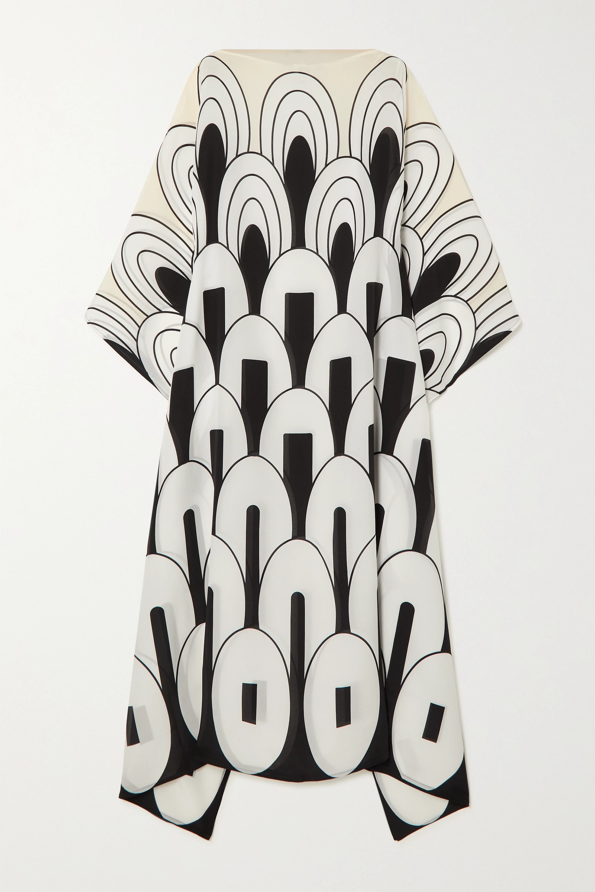 Lightweight Silk Crepe Kaftan Dress - Flowy and Stylish Women's Caftan