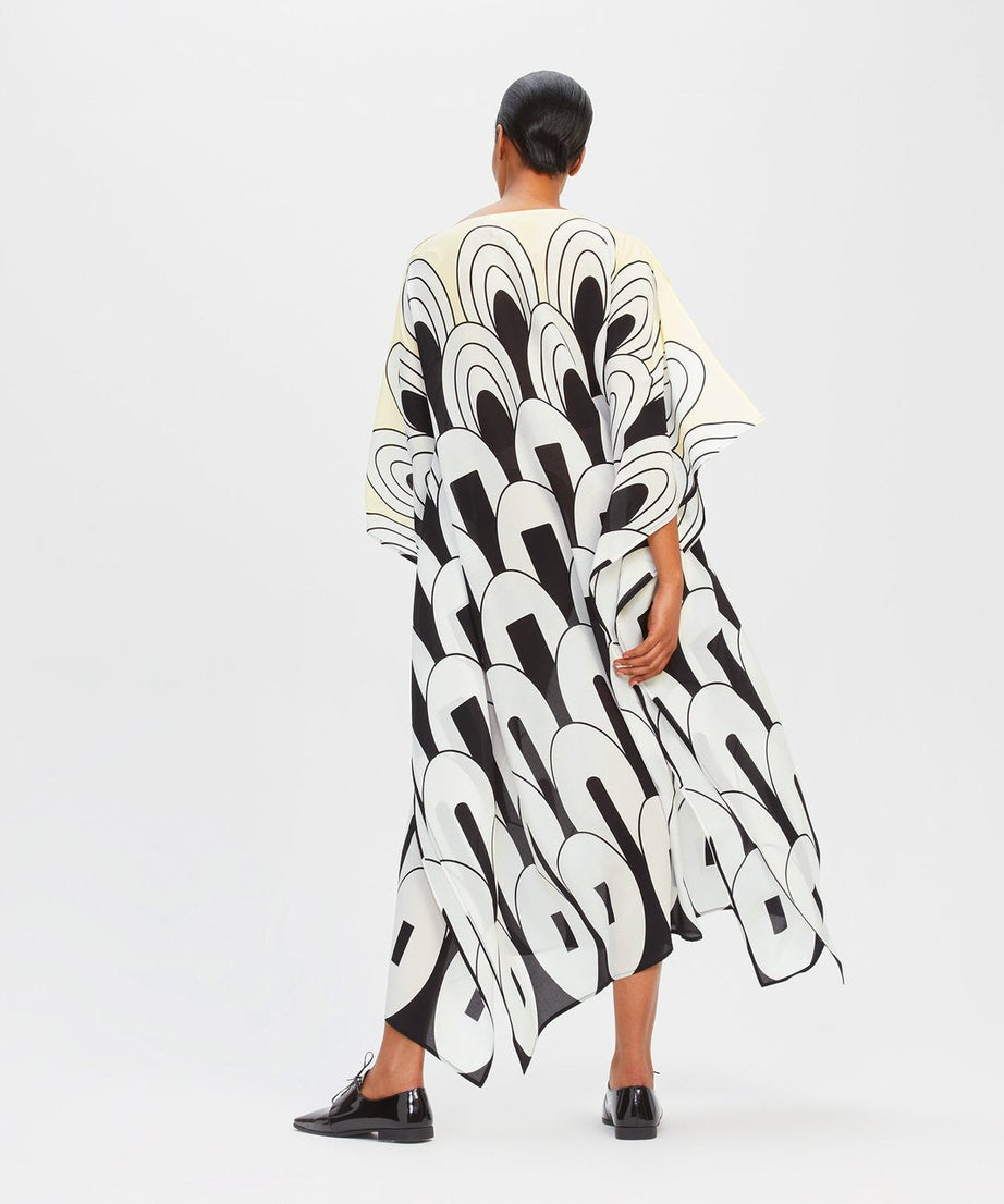 Lightweight Silk Crepe Kaftan Dress - Flowy and Stylish Women's Caftan