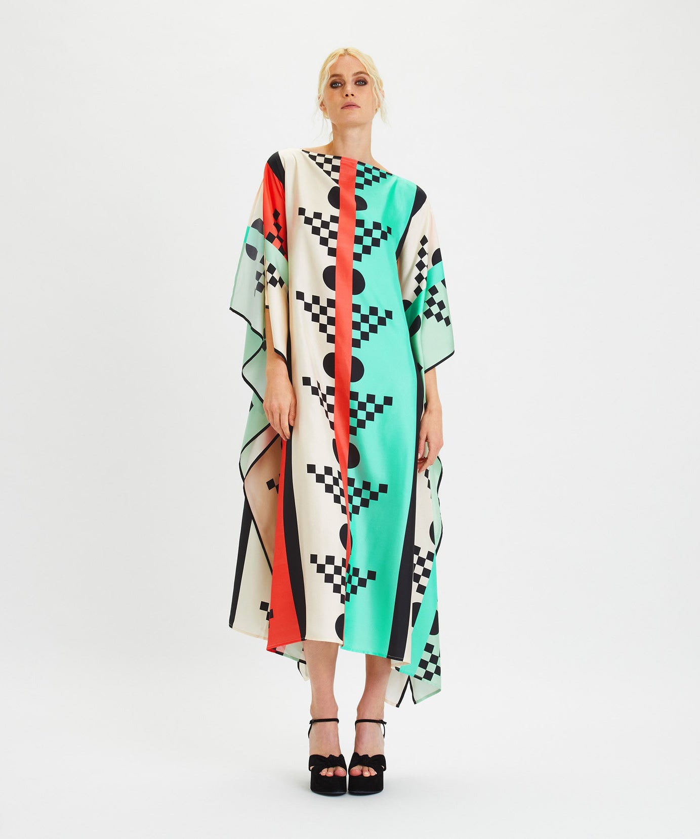 Printed Soft Satin Silk Long Women's Kaftan