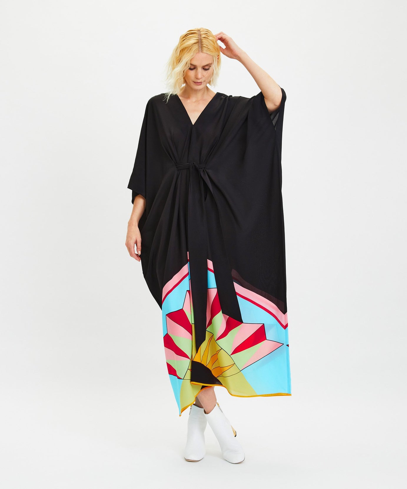 Black Chelsea Georgette Women's Long Kaftan