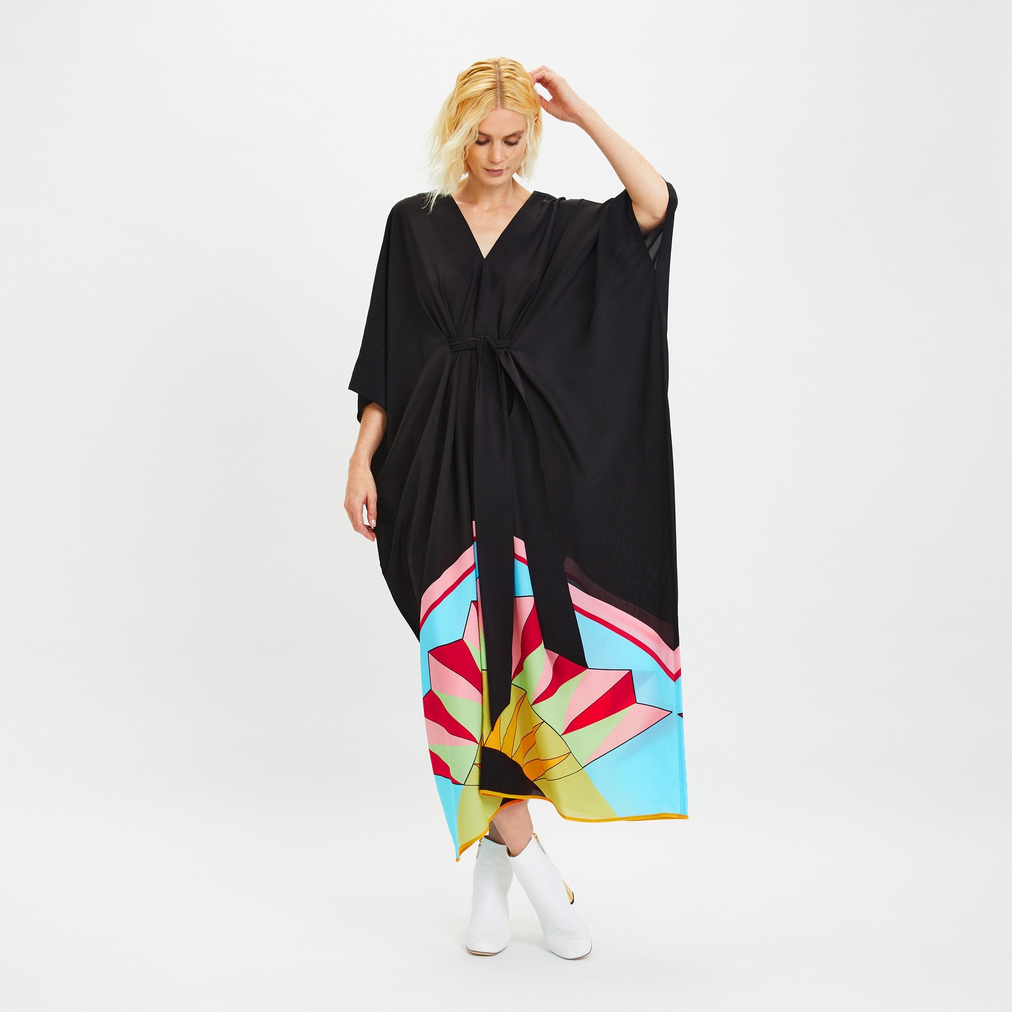 Black Chelsea Georgette Women's Long Kaftan