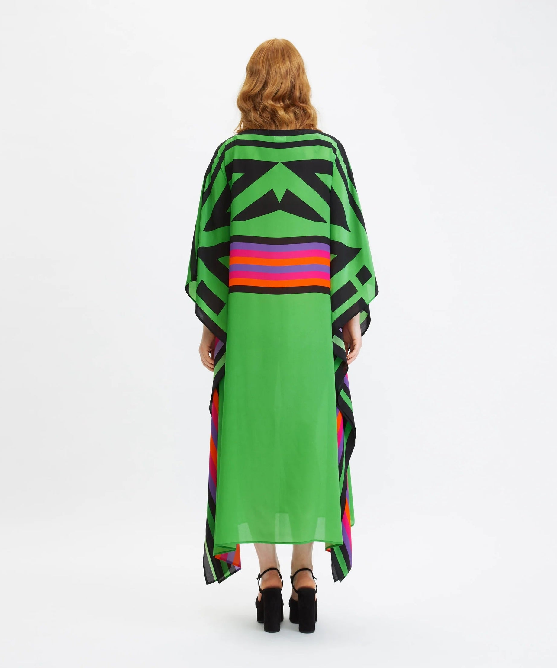 French Moss Digital Printed Occasion Wear Women's Long Kaftan