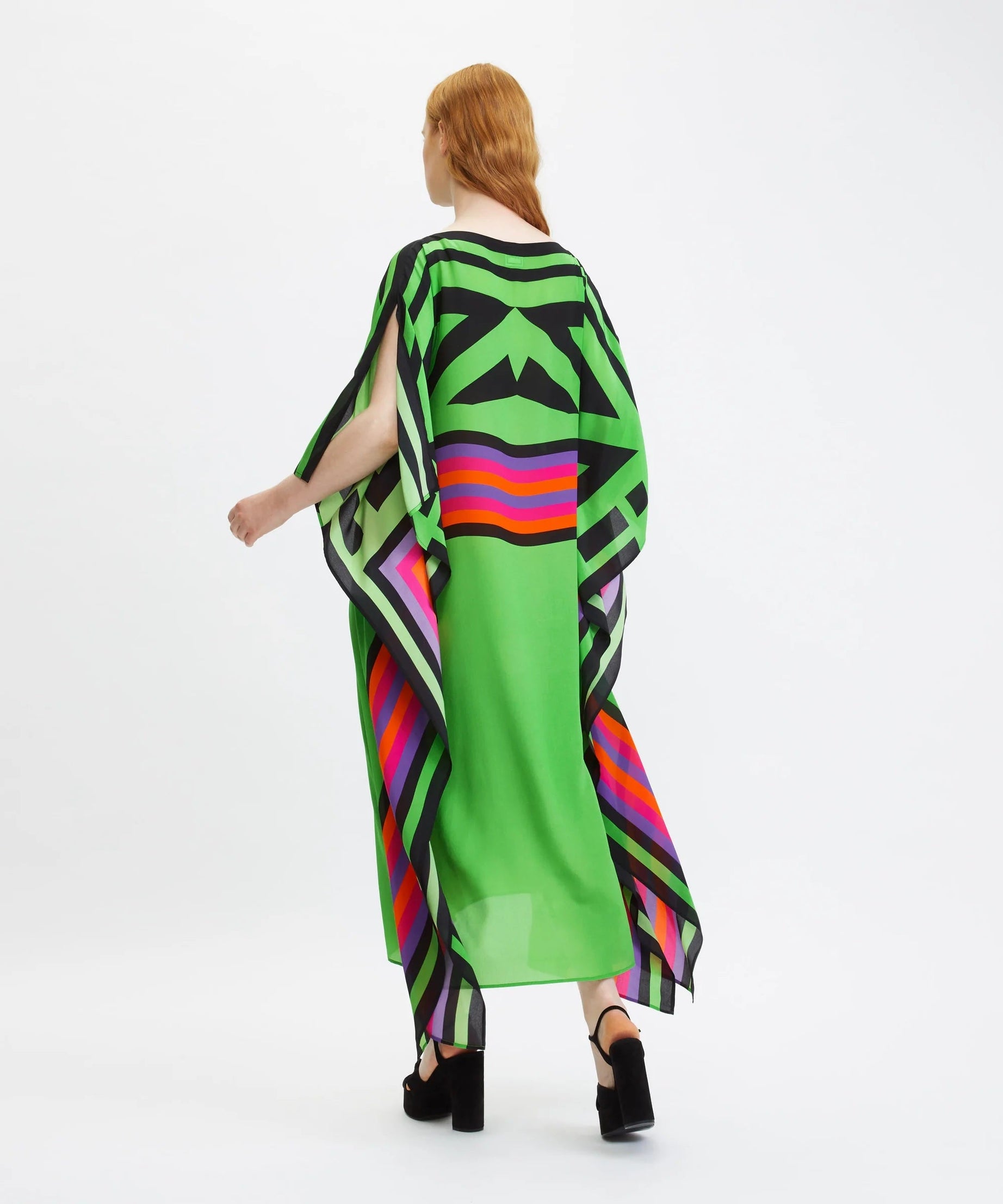 French Moss Digital Printed Occasion Wear Women's Long Kaftan