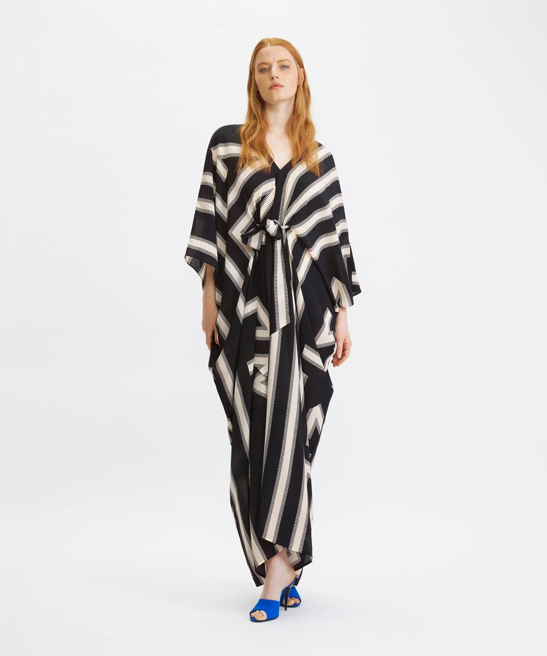 French Moss Cotton Kaftan, Relaxed Fit Evening Wear Caftan For Women's