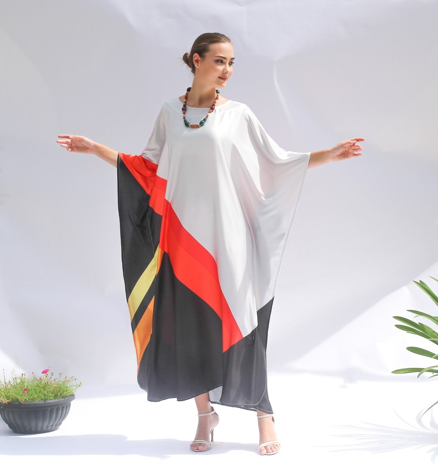 Elegant Satin Silk Kaftan, Perfect for Evening & Resort Wear Caftan For Women's