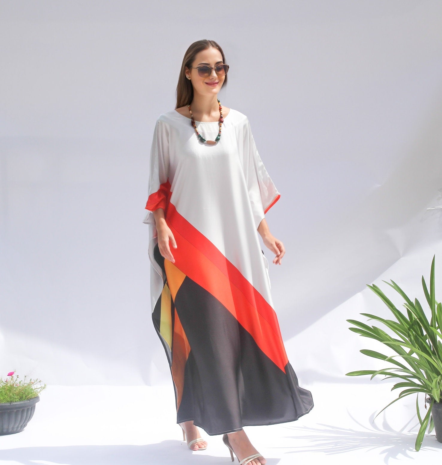 Elegant Satin Silk Kaftan, Perfect for Evening & Resort Wear Caftan For Women's