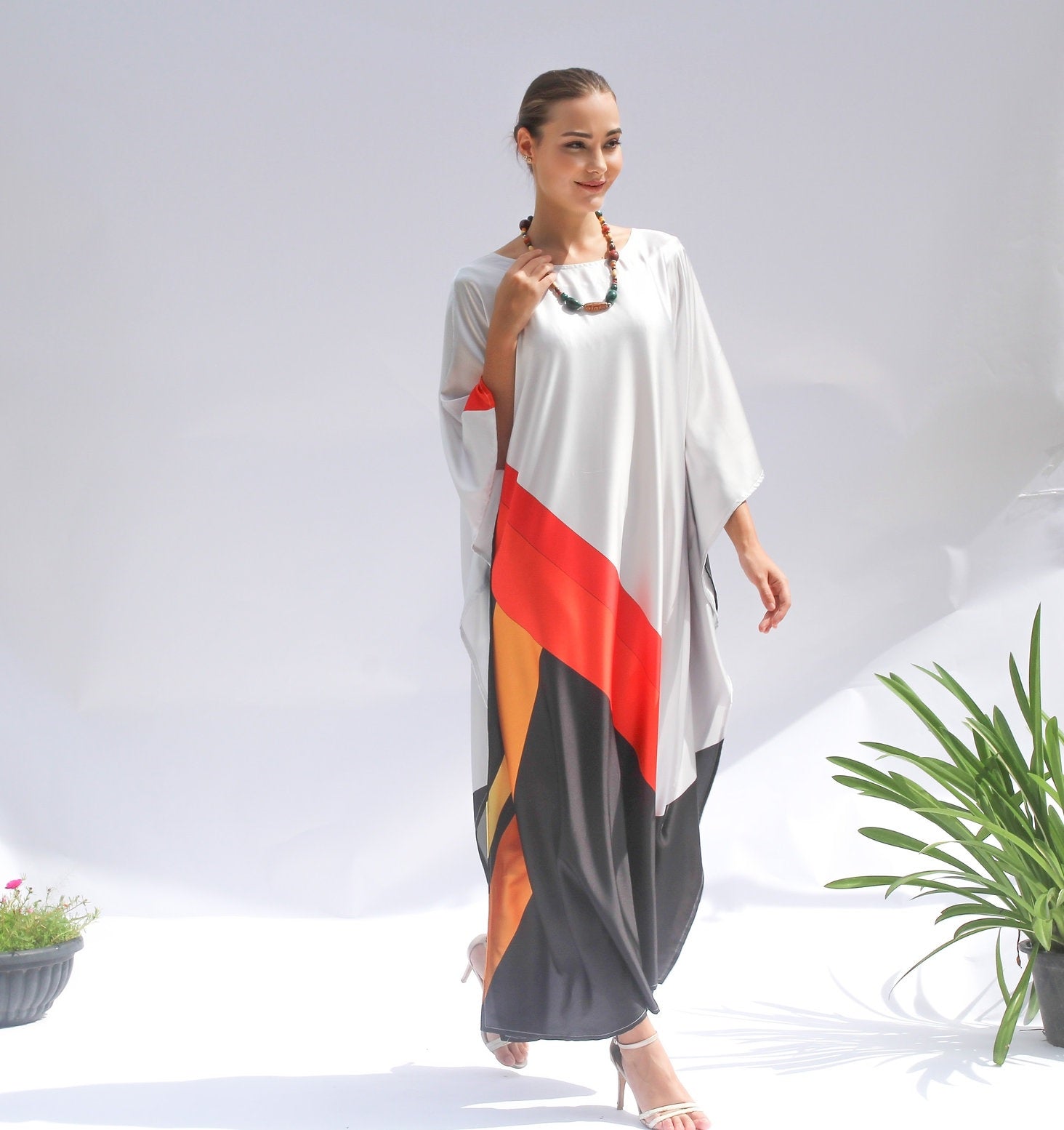 Elegant Satin Silk Kaftan, Perfect for Evening & Resort Wear Caftan For Women's