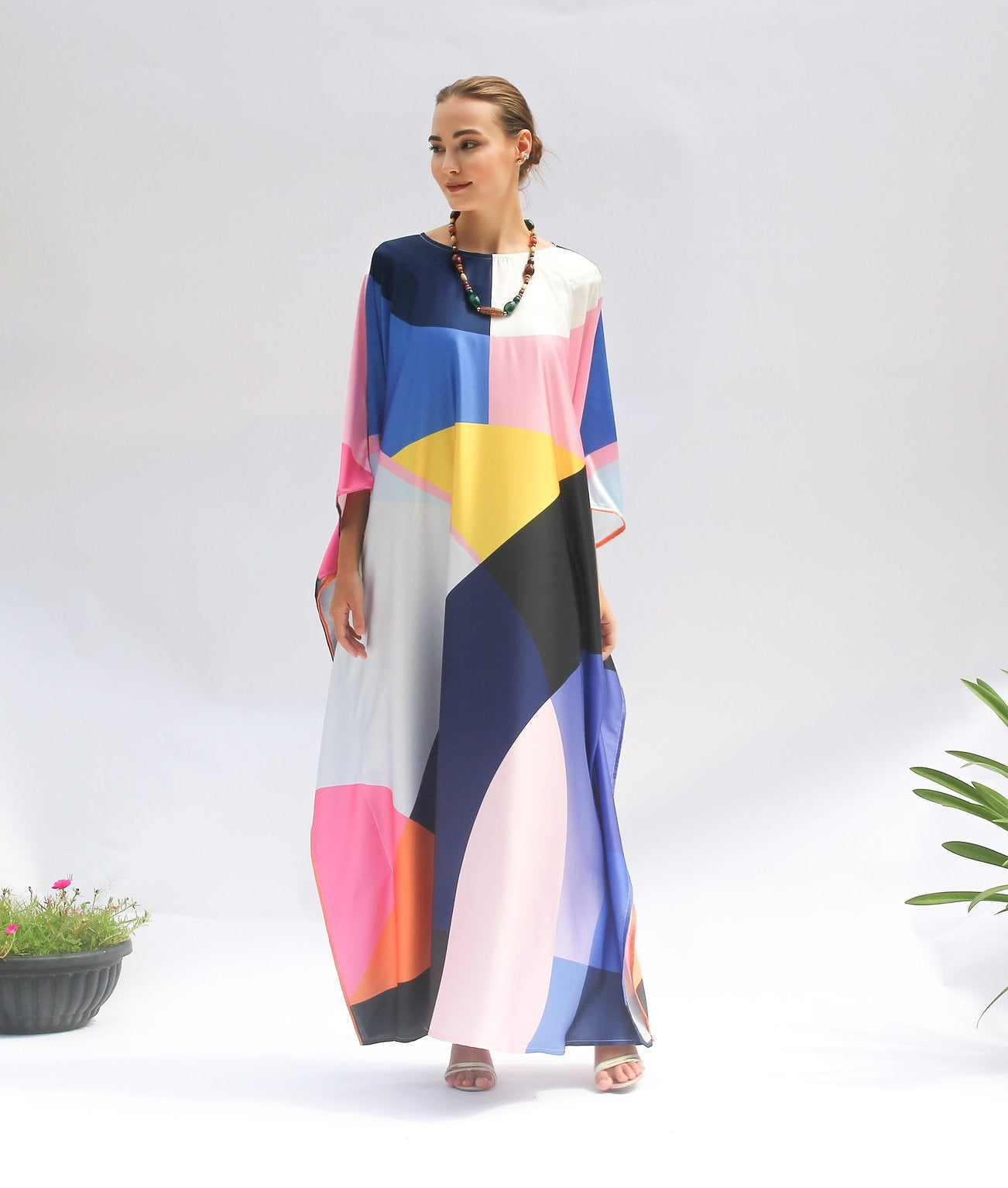 Lightweight Satin Silk Kaftan – Perfect for Summer Events Women's Caftan