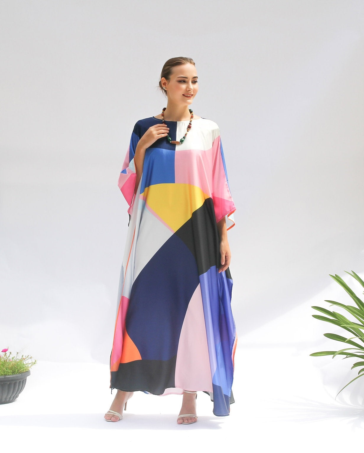 Lightweight Satin Silk Kaftan – Perfect for Summer Events Women's Caftan