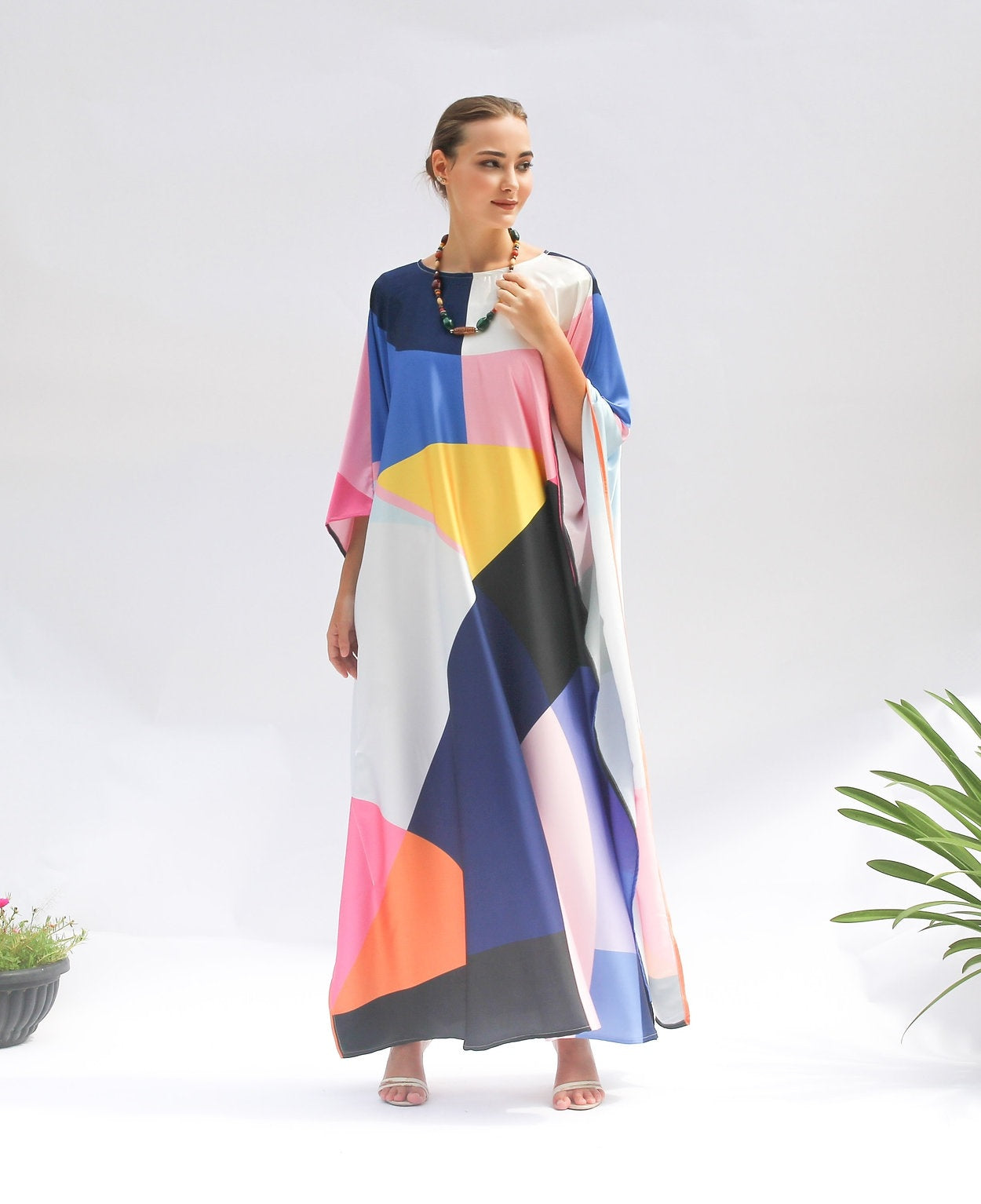 Lightweight Satin Silk Kaftan – Perfect for Summer Events Women's Caftan