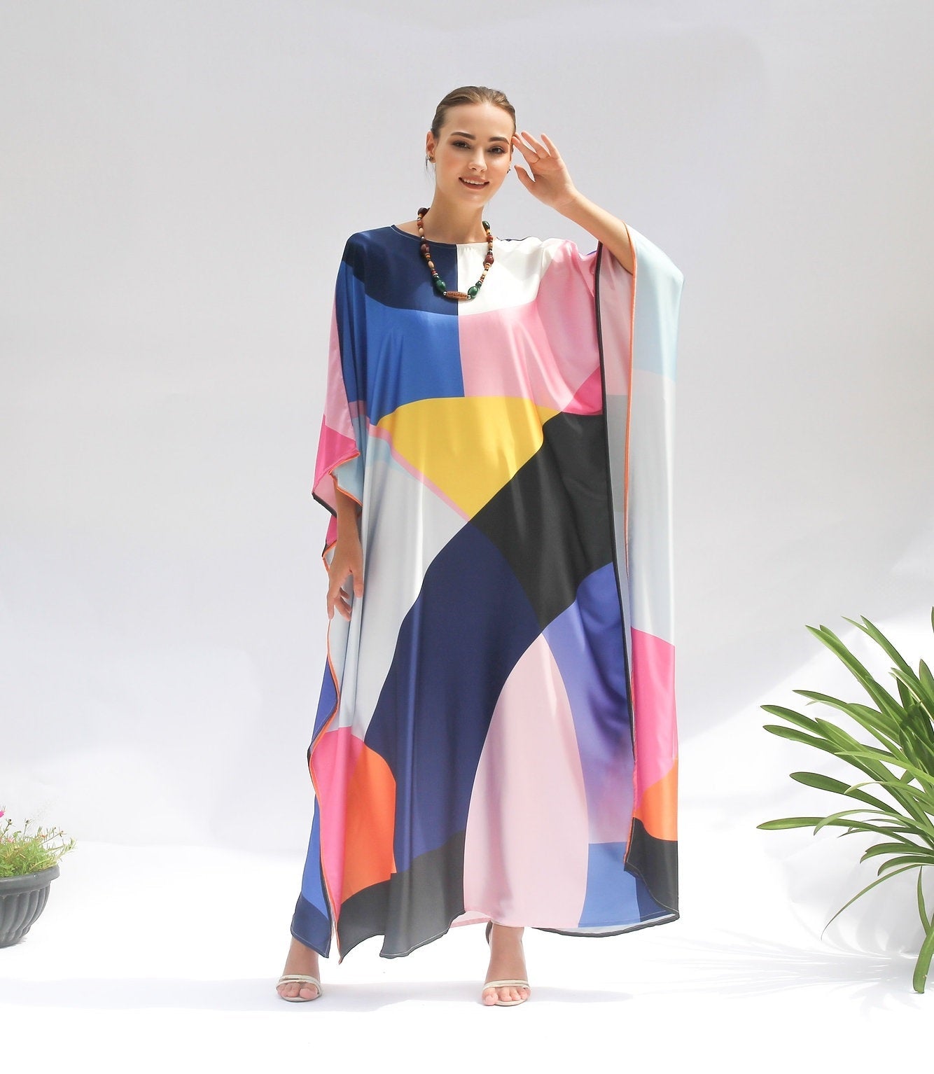 Lightweight Satin Silk Kaftan – Perfect for Summer Events Women's Caftan