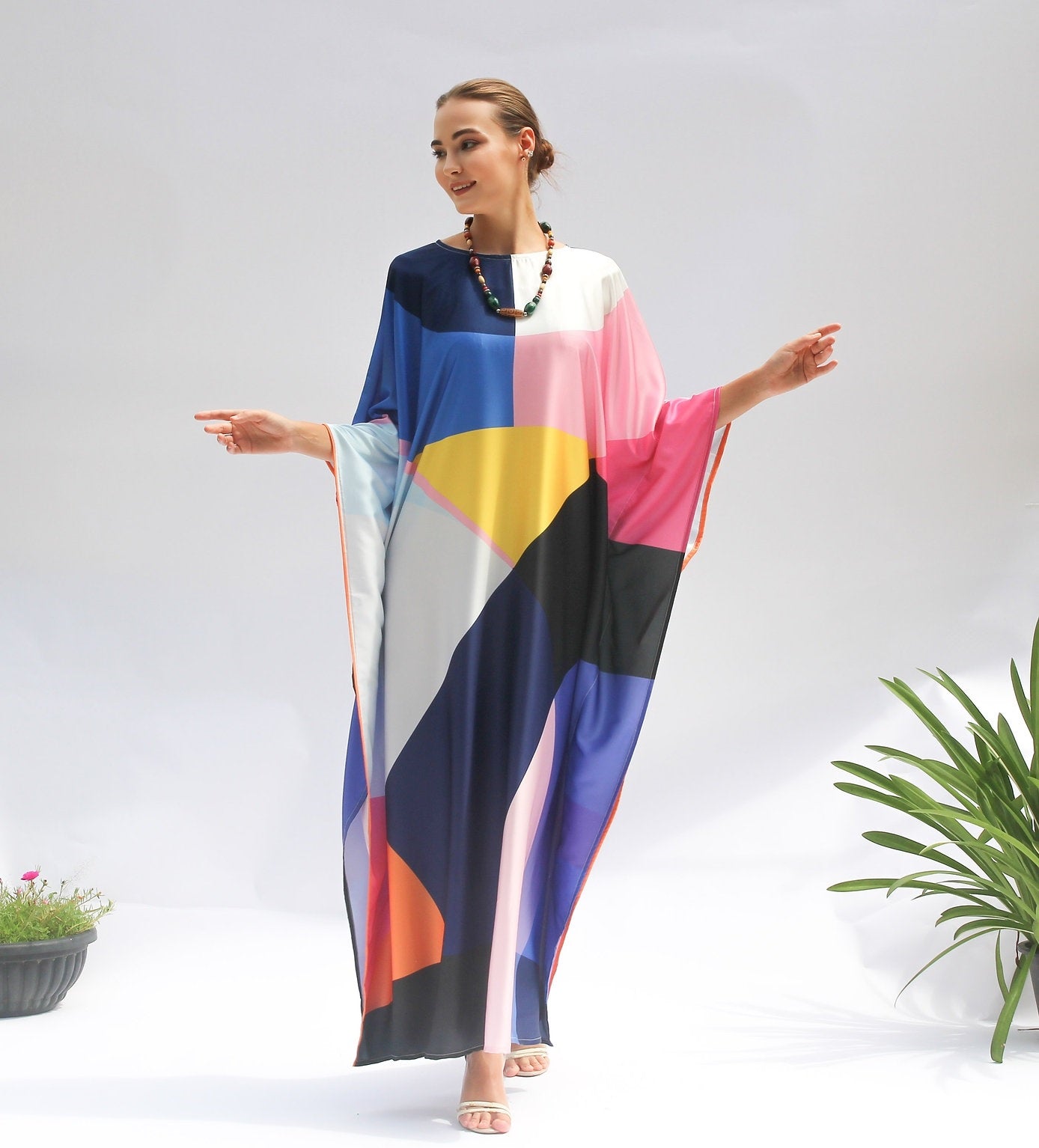 Lightweight Satin Silk Kaftan – Perfect for Summer Events Women's Caftan