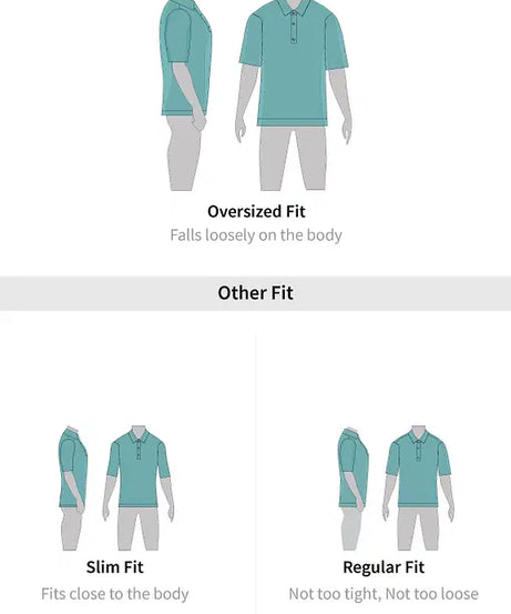 Solids Ocean Blue Colourblock Oversized Polos