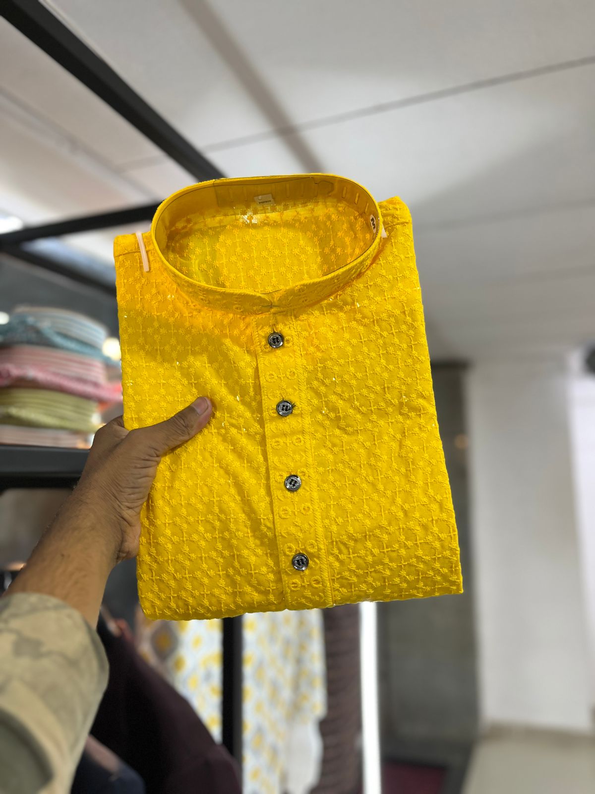 Cotton Rayon With Embroidery Sequin Work Kurta Pajama Set