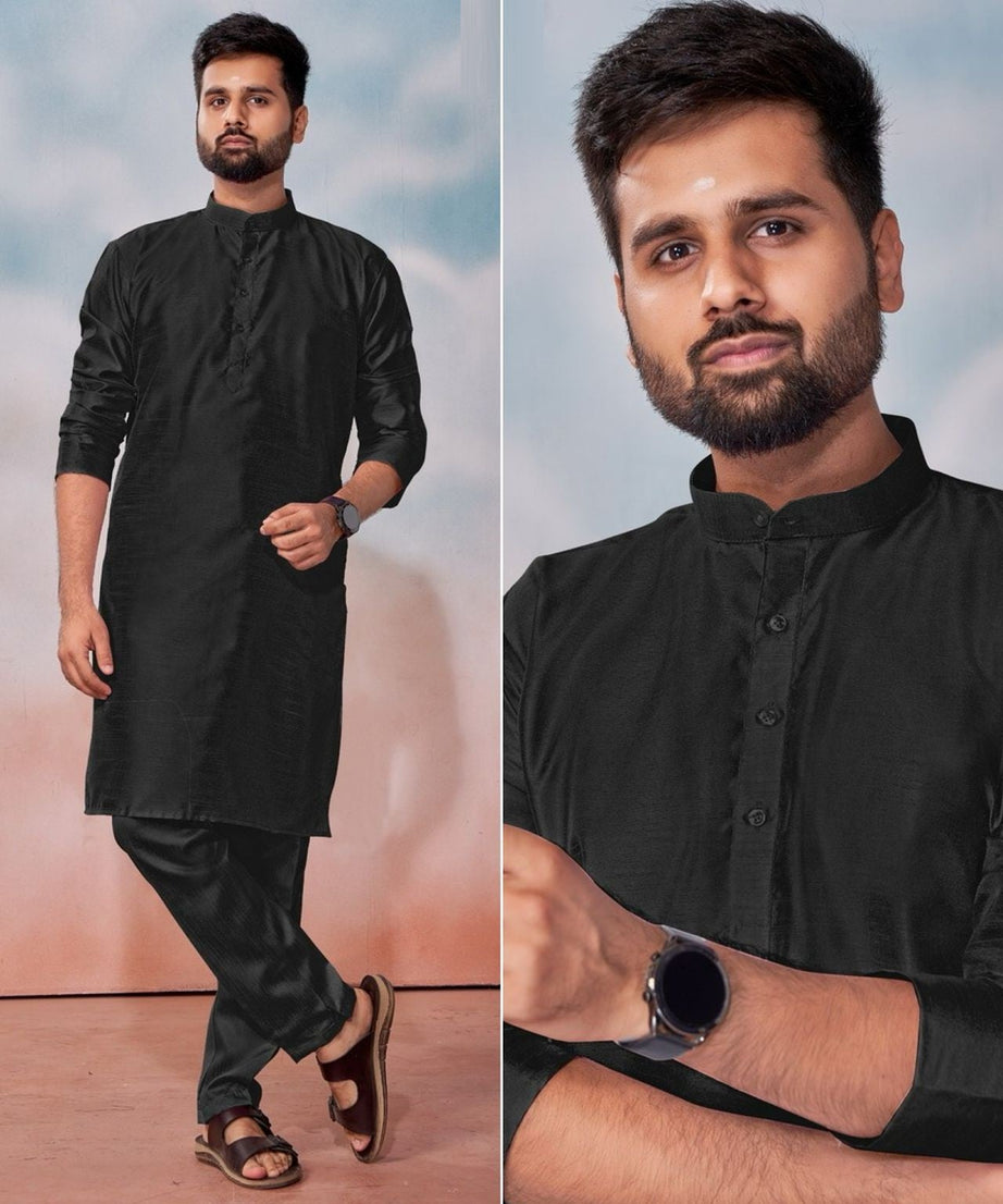 Men's Banglori Silk Kurta Polo Pant Set