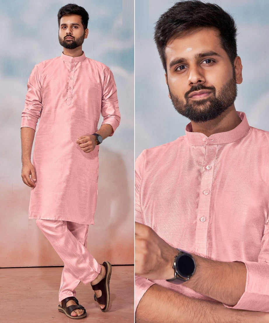 Men's Banglori Silk Kurta Polo Pant Set