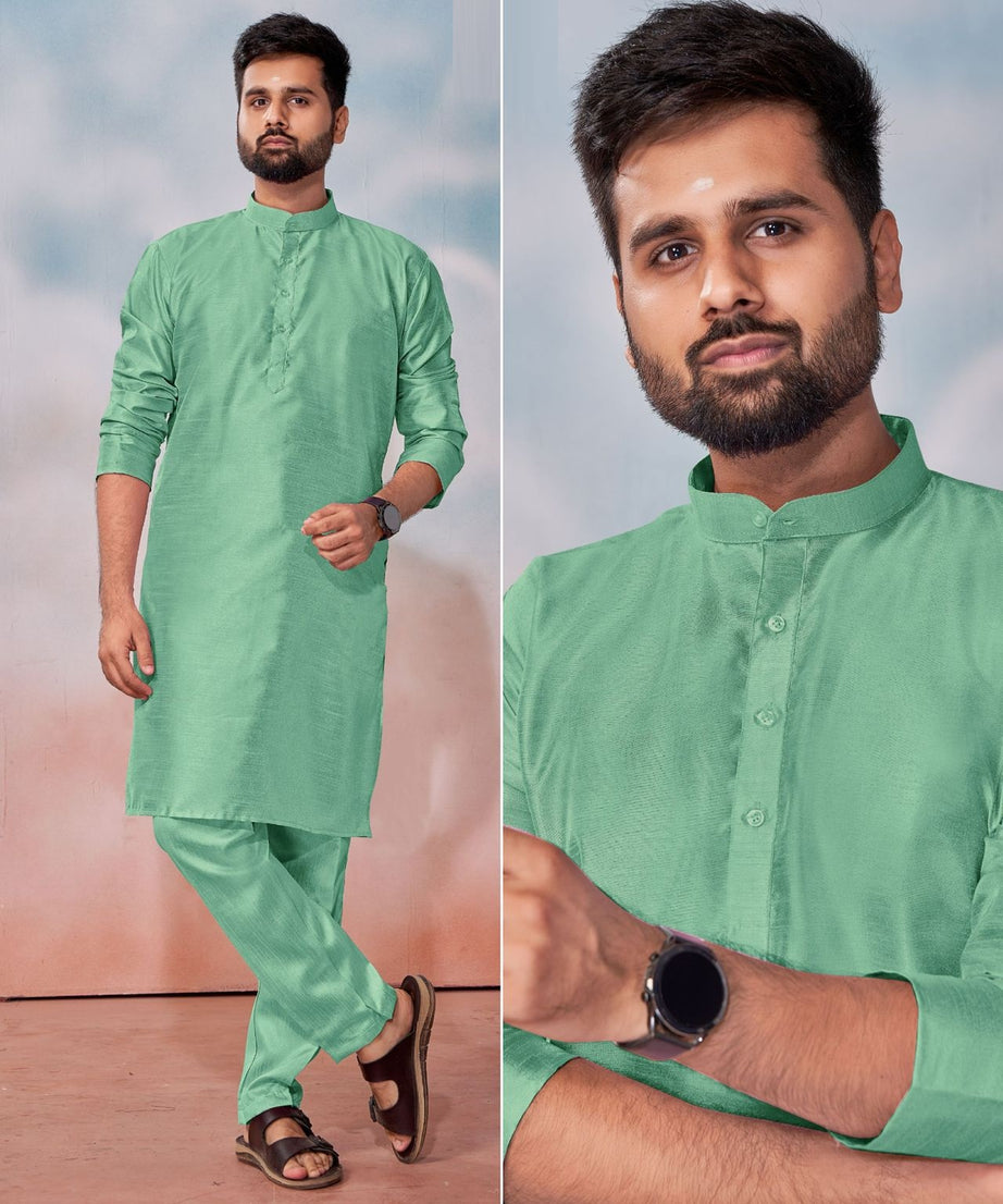 Men's Banglori Silk Kurta Polo Pant Set