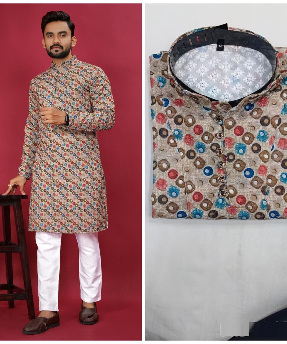 Soft Cotton With Lucknovi work Kurta Pajama Set