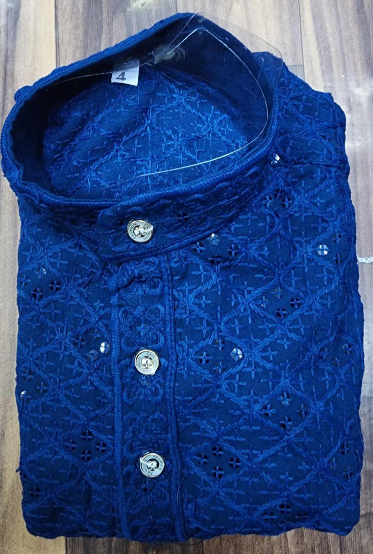 Kid's Wear Rayon With Sequence Work Kurta Pajama Set