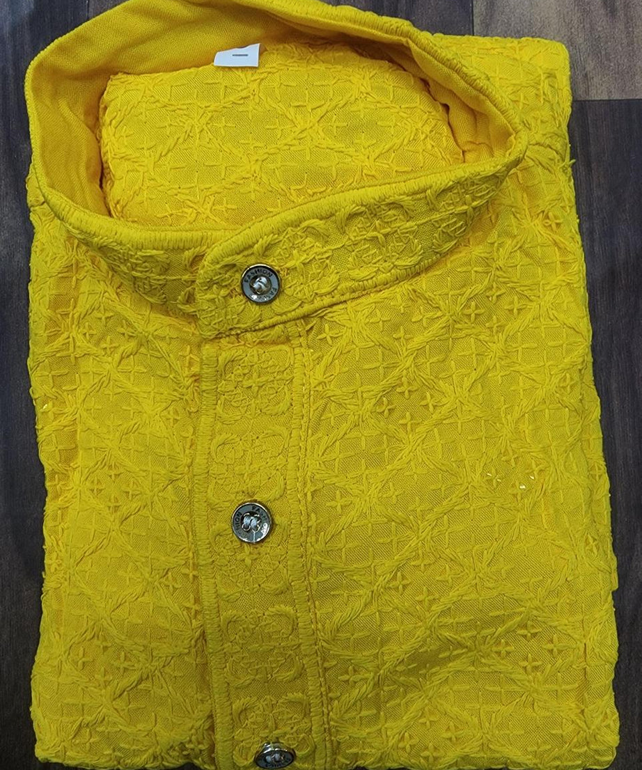 Kid's Wear Rayon With Sequence Work Kurta Pajama Set