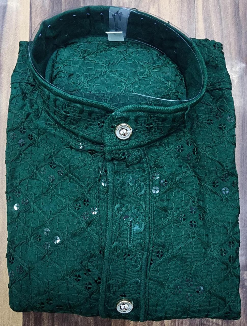 Rayon With Sequence Work Kurta Pajama Set For Boy's