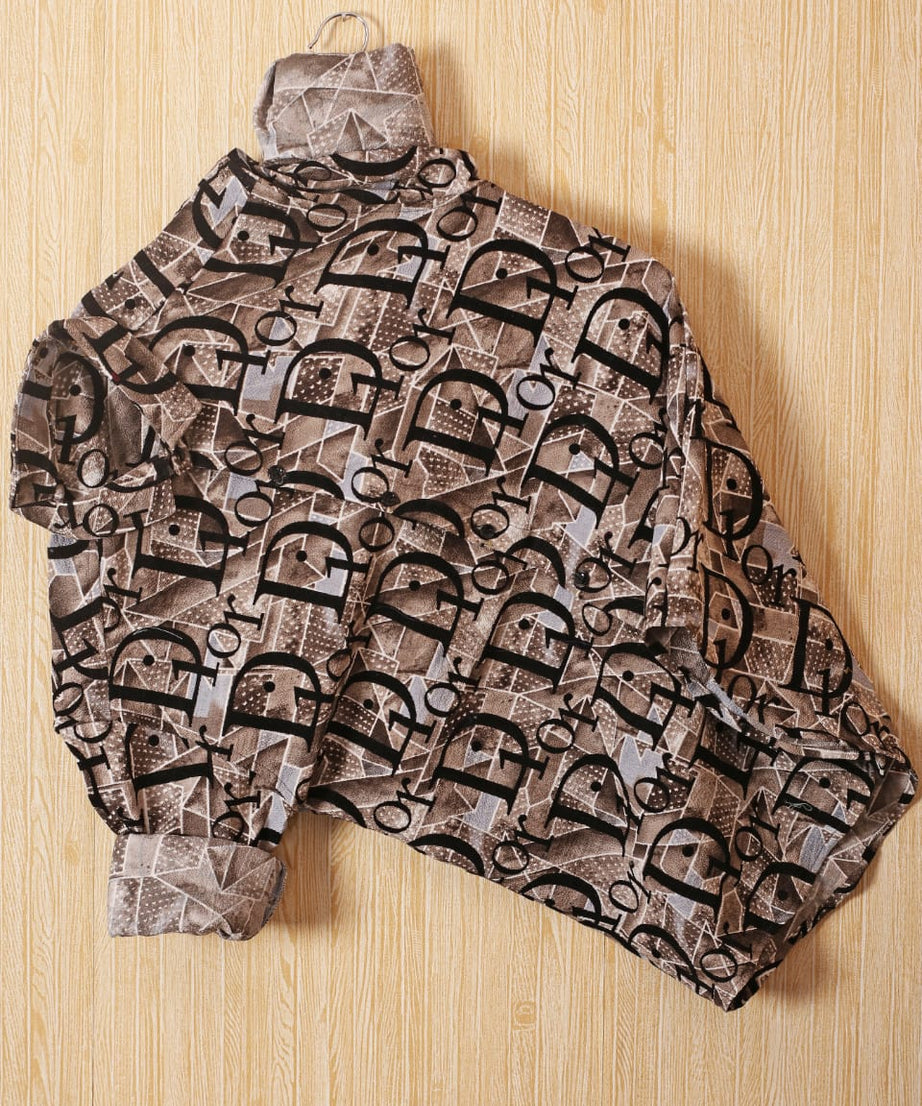 Popcorn with velvet print Men's Shirt Set