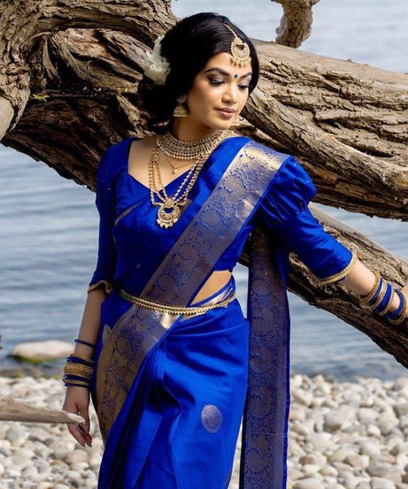 Traditional Designer Banarasi Soft Silk Saree With Blouse