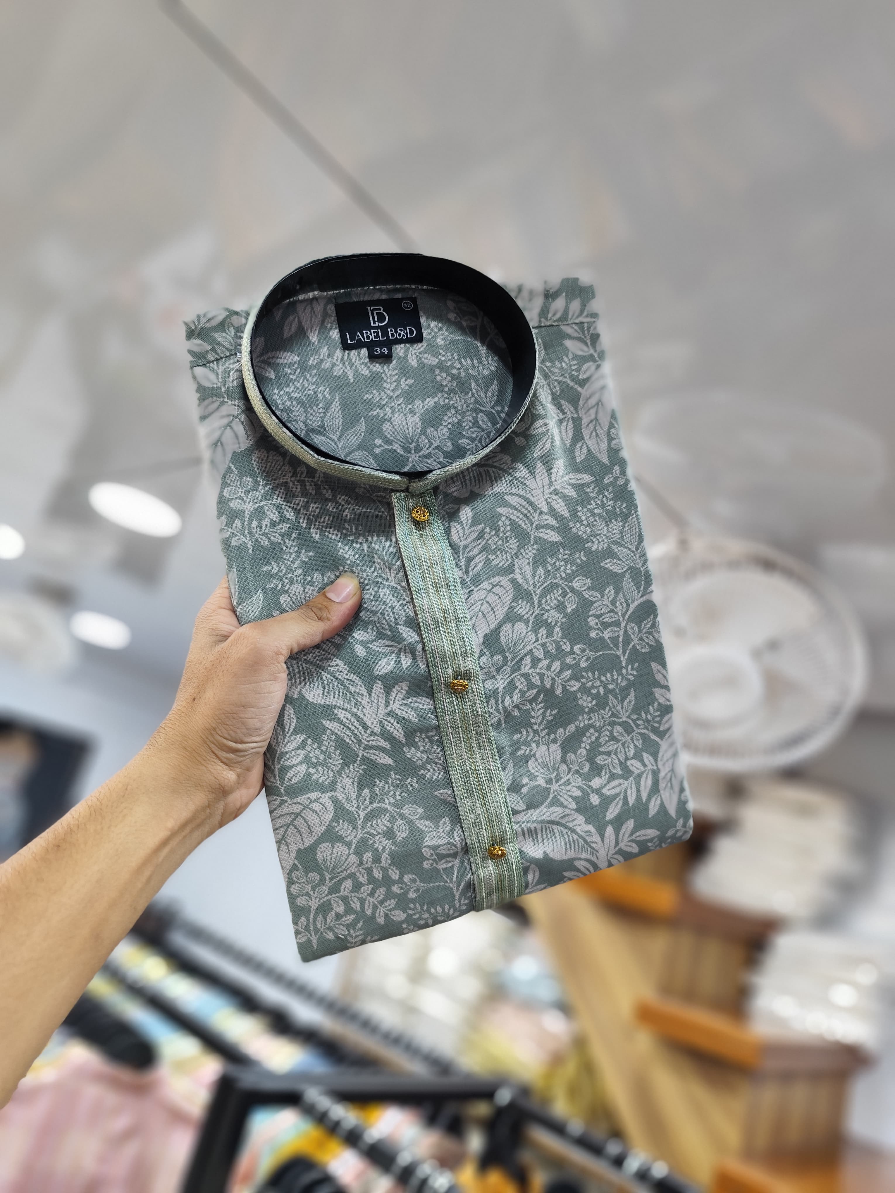 Men's Traditional Wear Semi Linen Digital Printed Kurta Pajama Set