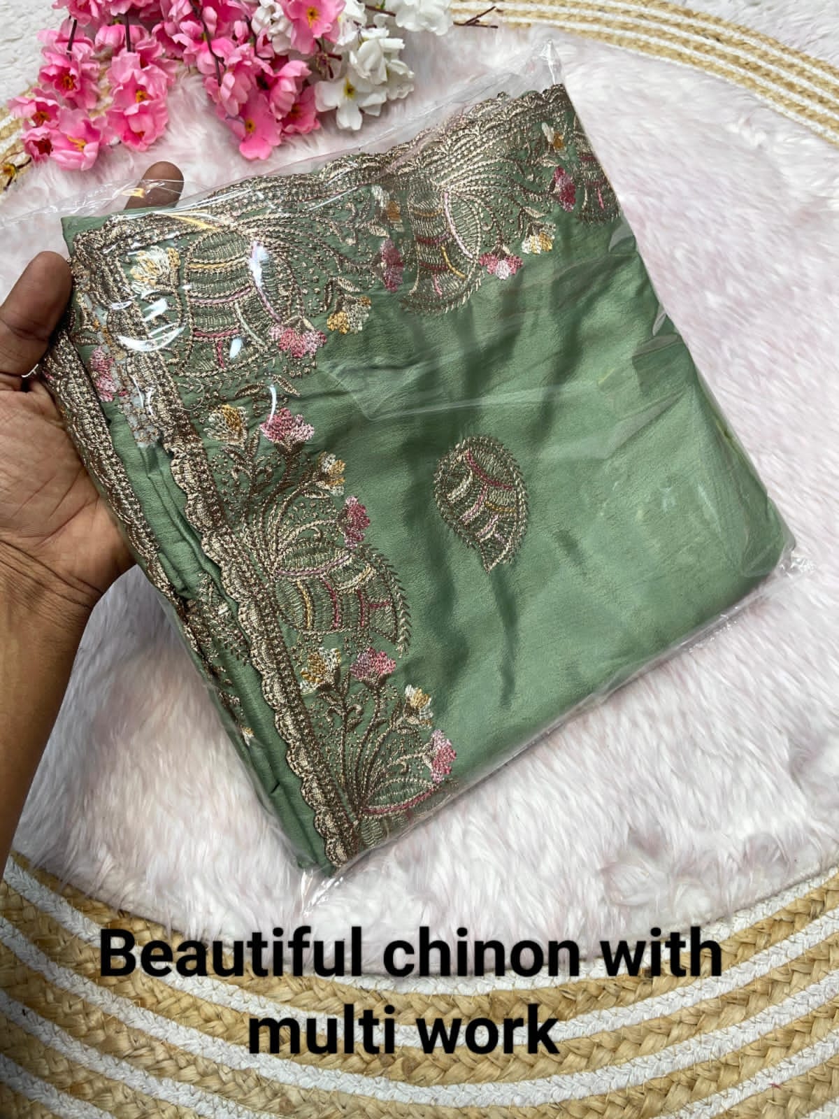Soft Chinon Beautiful Traditional Saree, Wedding Wear Sari With Blouse