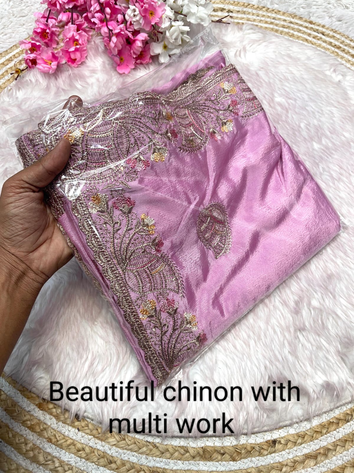 Soft Chinon Beautiful Traditional Saree, Wedding Wear Sari With Blouse