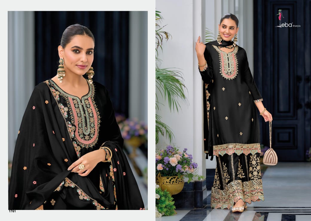 Real Chinon With Embroidery Designer Traditional Top Palazzo With Dupatta