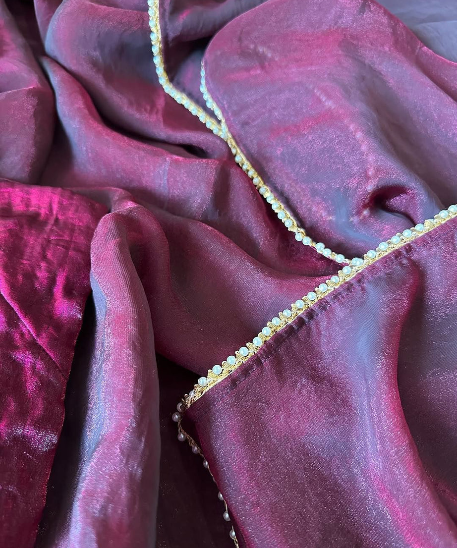 Pure Fendi Satin Simple Beautifull Traditional Wear Sari With Blouse