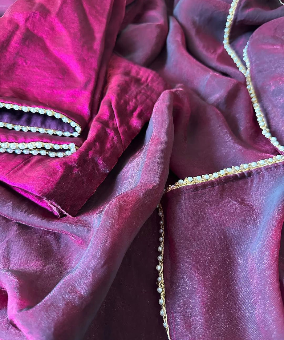 Pure Fendi Satin Simple Beautifull Traditional Wear Sari With Blouse