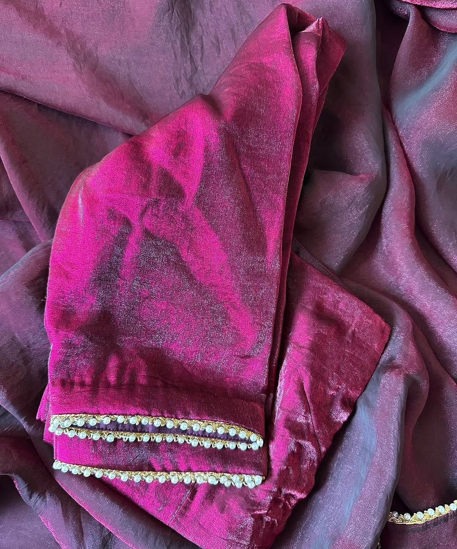 Pure Fendi Satin Simple Beautifull Traditional Wear Sari With Blouse