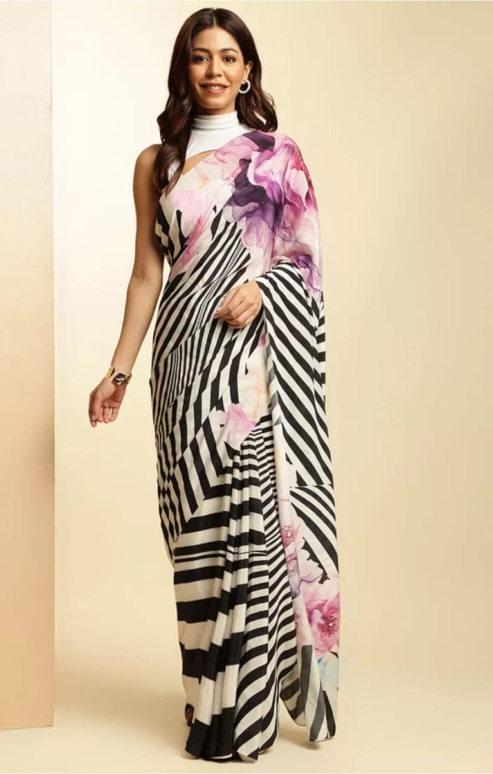 Original Japan Satin (Devsena satin) Beautiful Party Wear Sari With Blouse