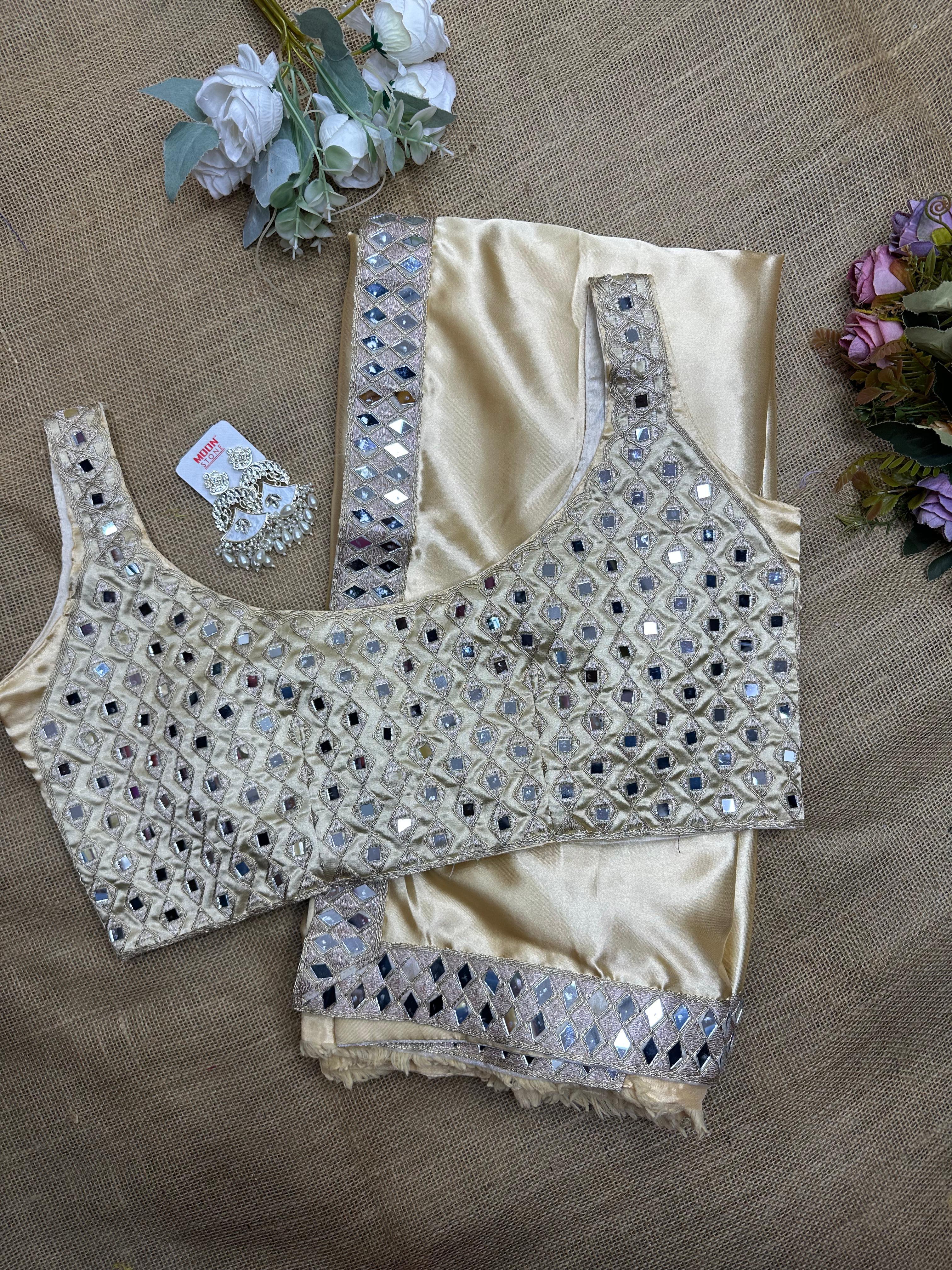 Beautiful Stylish Bollywood Pure Silk Sari, Mirror Work Saree With Blouse