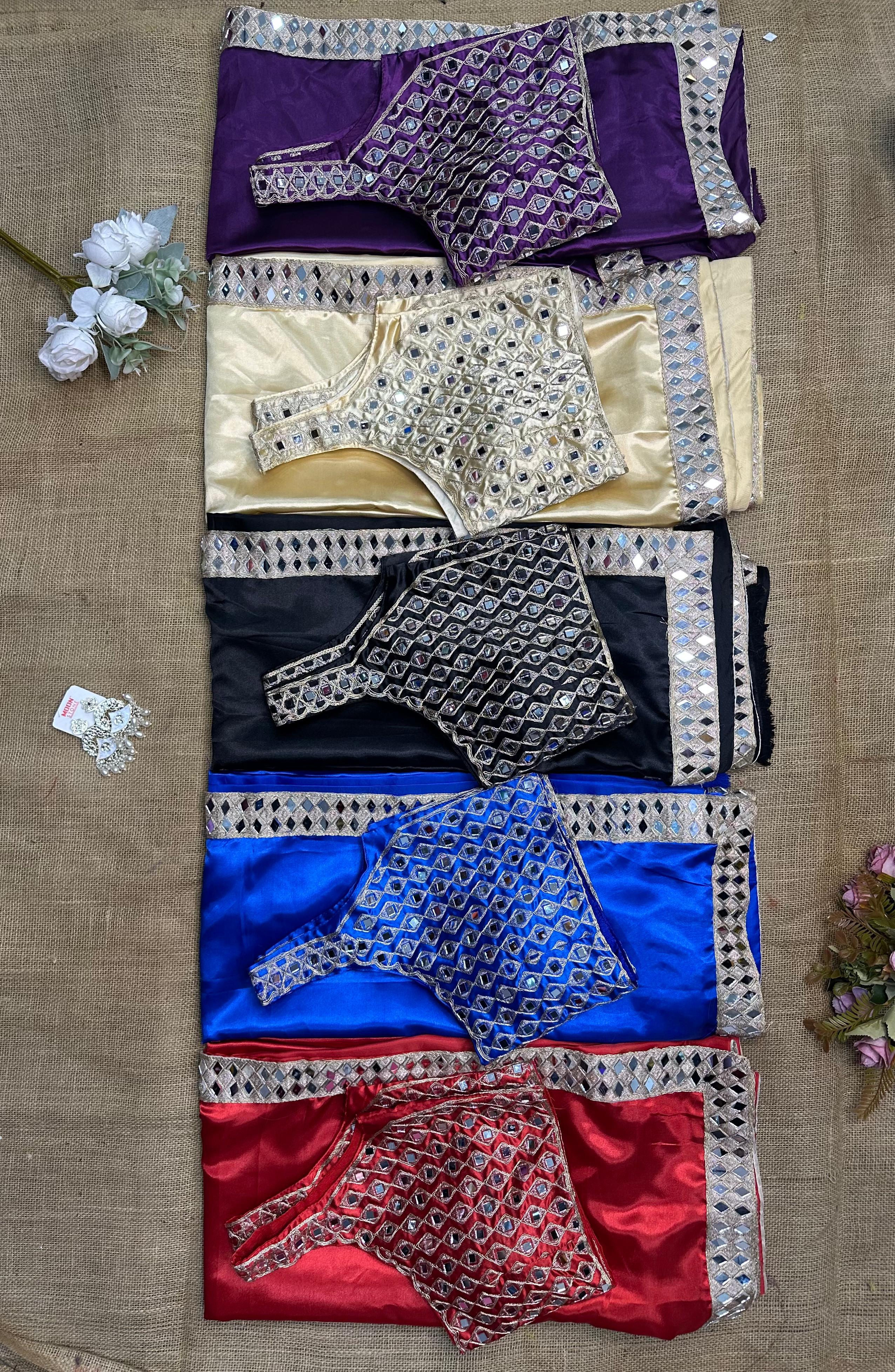 Beautiful Stylish Bollywood Pure Silk Sari, Mirror Work Saree With Blouse