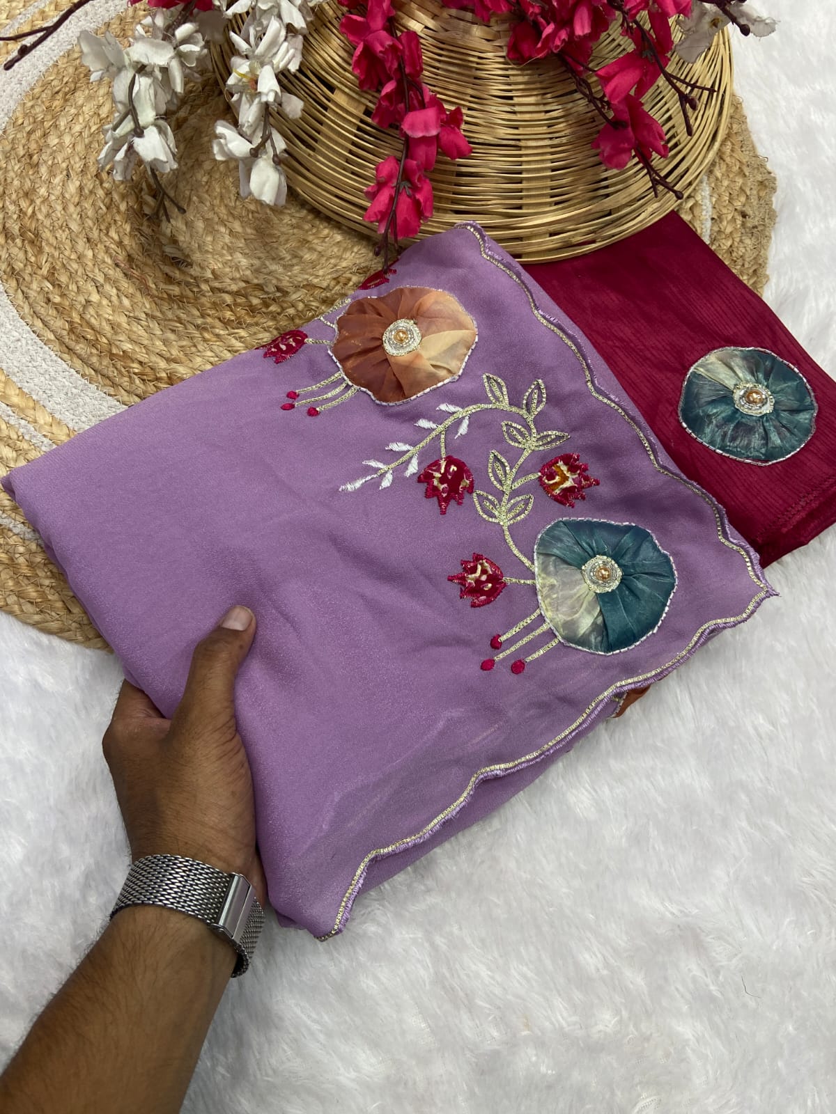 Stra Georgette Traditional Wear Beautiful Sari, Elegant Saree With Blouse