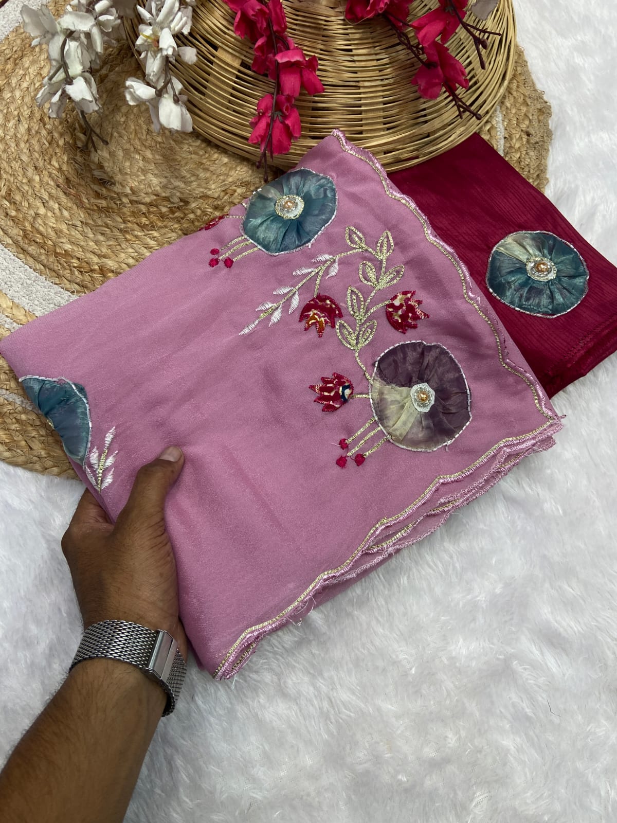 Stra Georgette Traditional Wear Beautiful Sari, Elegant Saree With Blouse