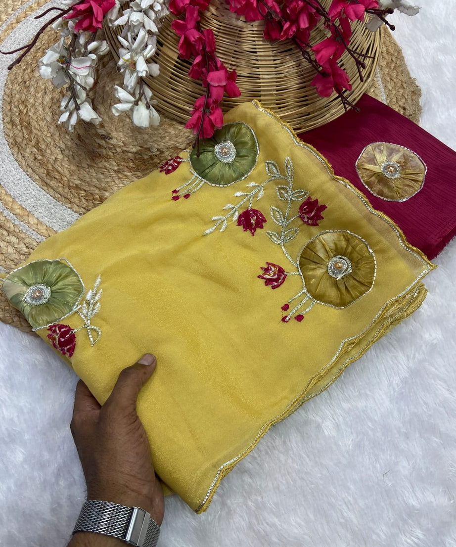 Stra Georgette Traditional Wear Beautiful Sari, Elegant Saree With Blouse