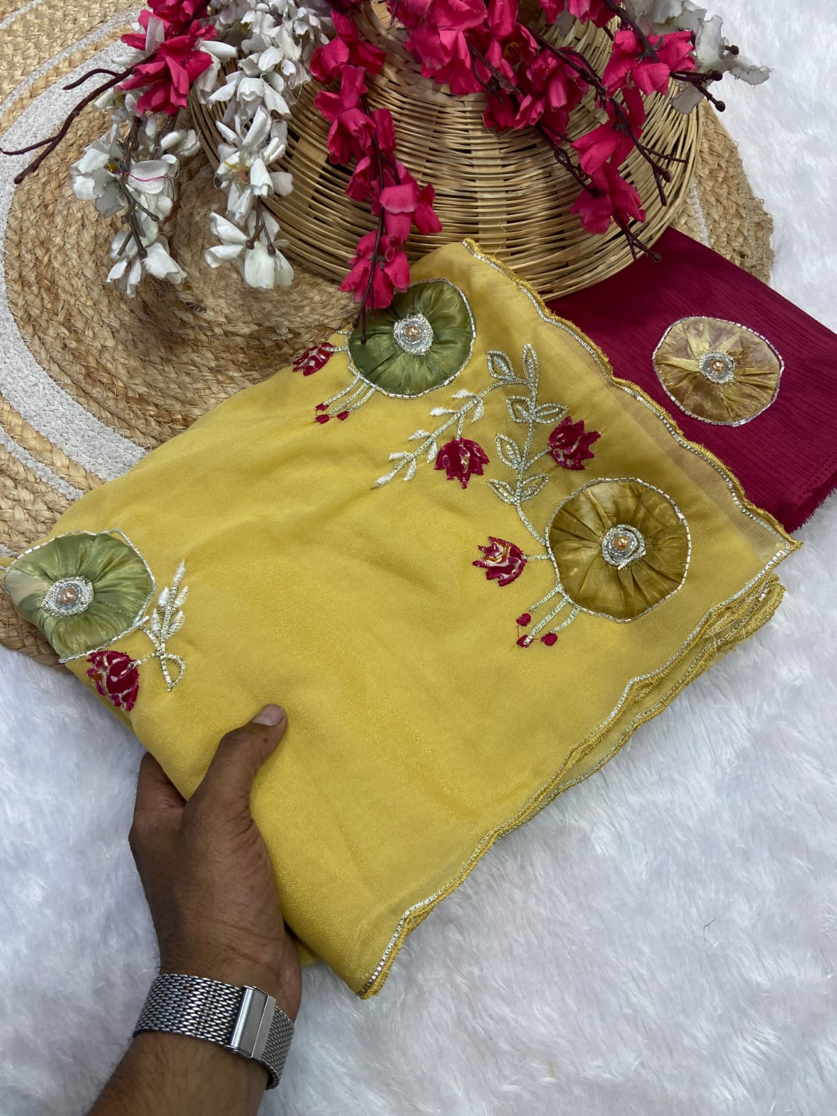 Stra Georgette Traditional Wear Beautiful Sari, Elegant Saree With Blouse