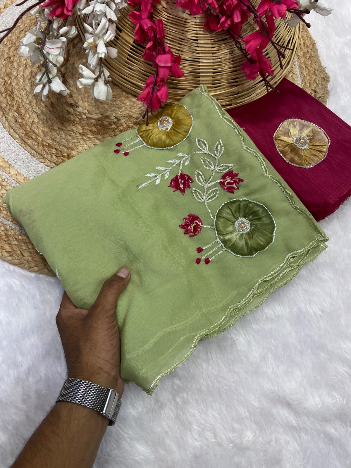 Stra Georgette Traditional Wear Beautiful Sari, Elegant Saree With Blouse