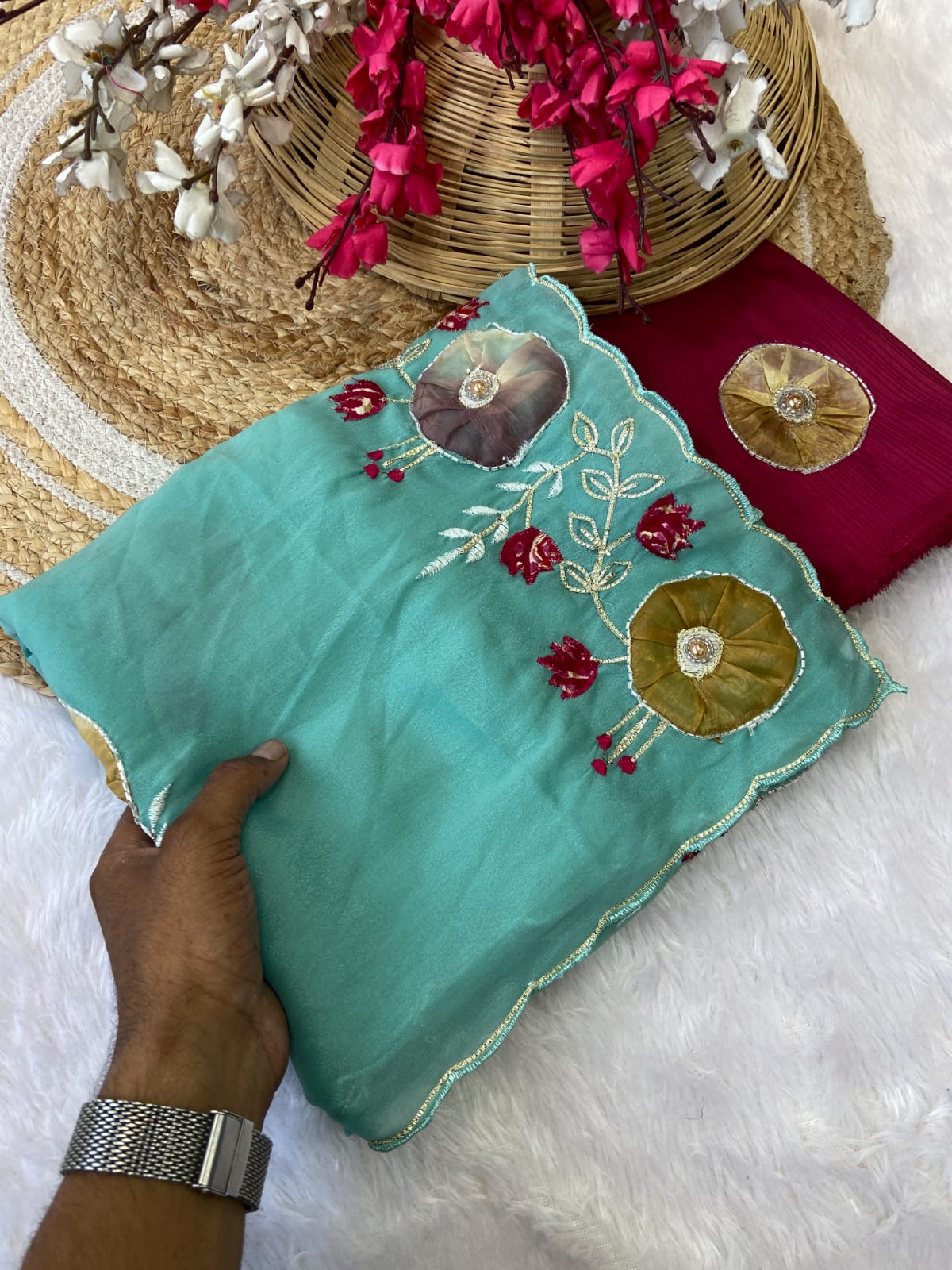 Stra Georgette Traditional Wear Beautiful Sari, Elegant Saree With Blouse