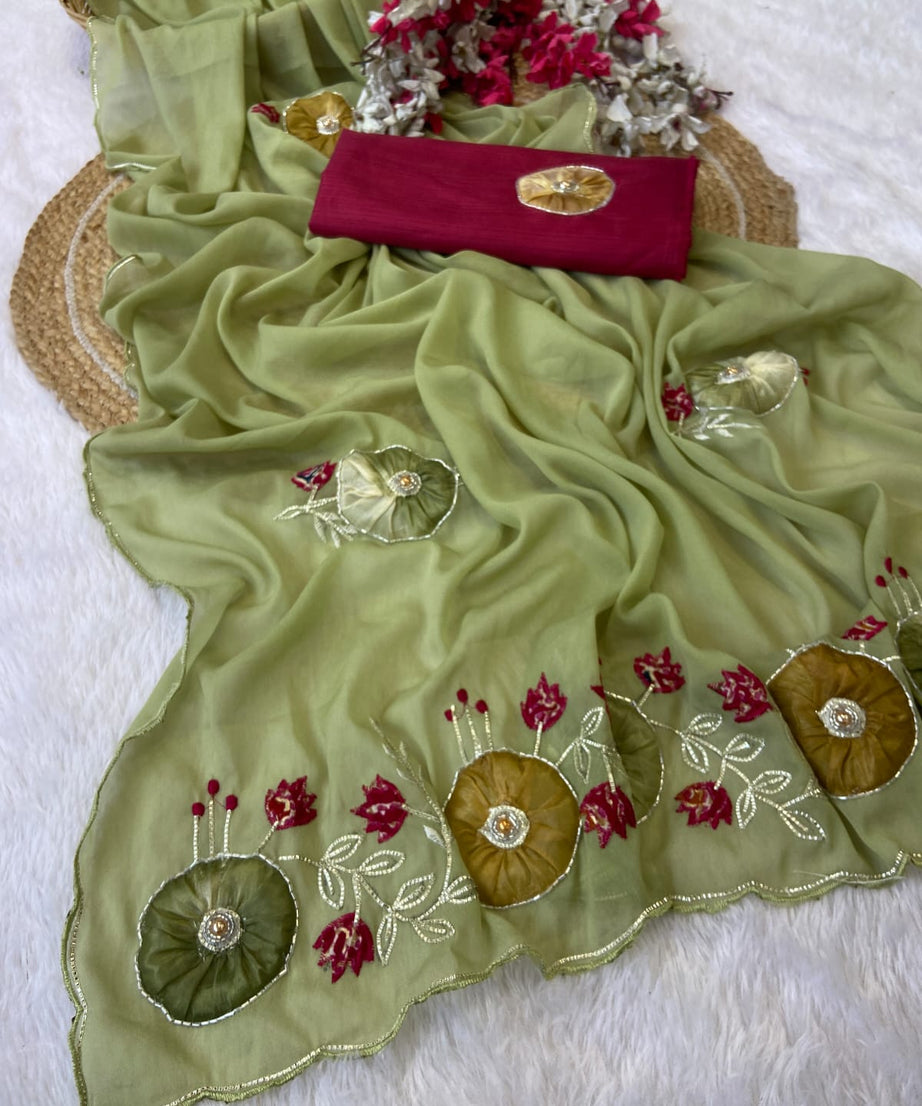 Stra Georgette Traditional Wear Beautiful Sari, Elegant Saree With Blouse