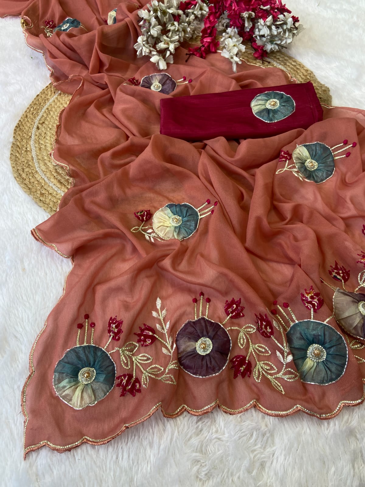 Stra Georgette Traditional Wear Beautiful Sari, Elegant Saree With Blouse