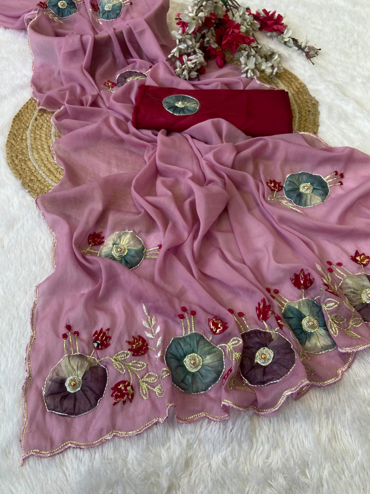 Stra Georgette Traditional Wear Beautiful Sari, Elegant Saree With Blouse